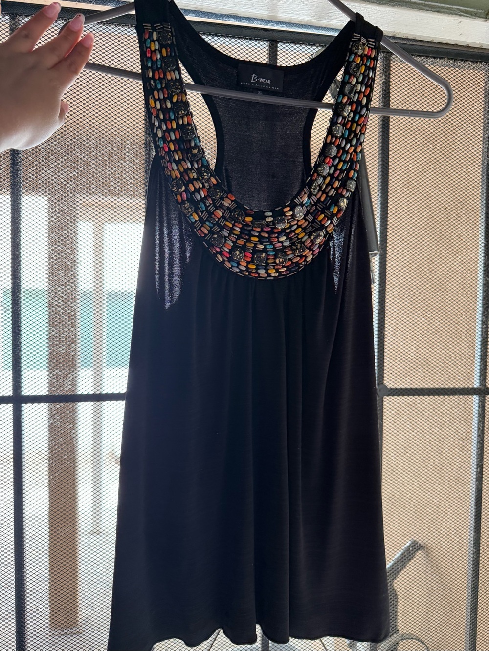 Black Beaded Neckline Sleeveless top